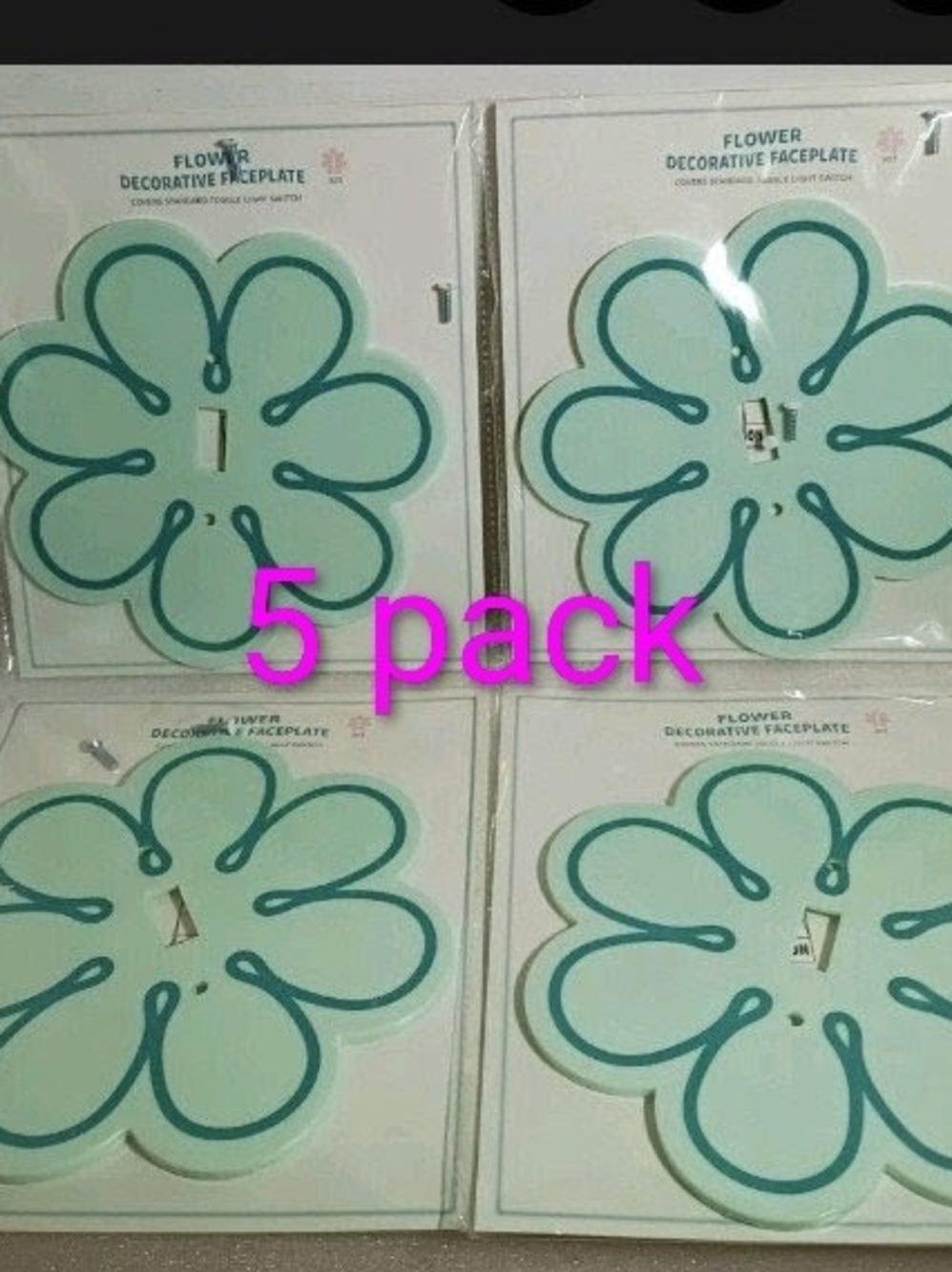 Flower Decorative Light Switch Plate Cover – Mint Green (5-Pack)